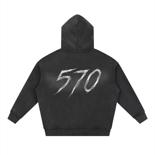 "570" Zipper Boxy Fleece Hoodie
